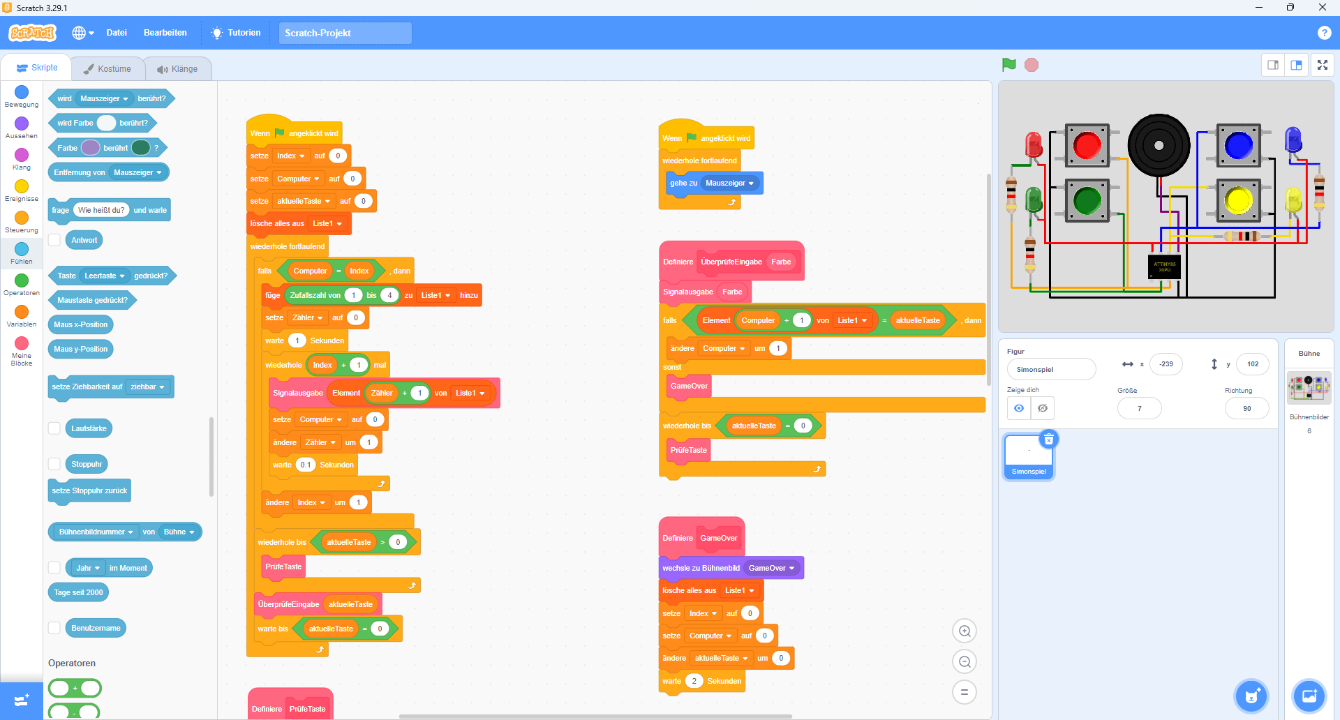 Simonspiel in Scratch