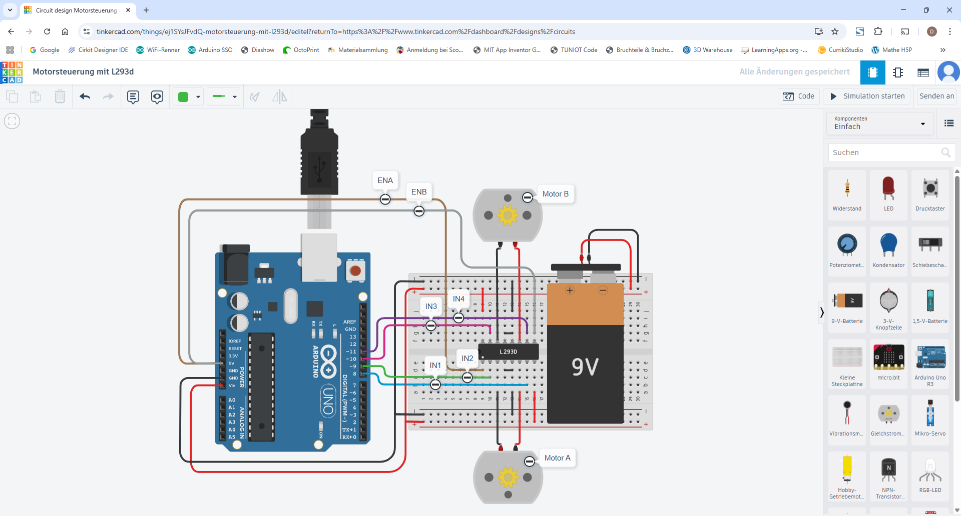 Motorsteuerung in Tinkercad