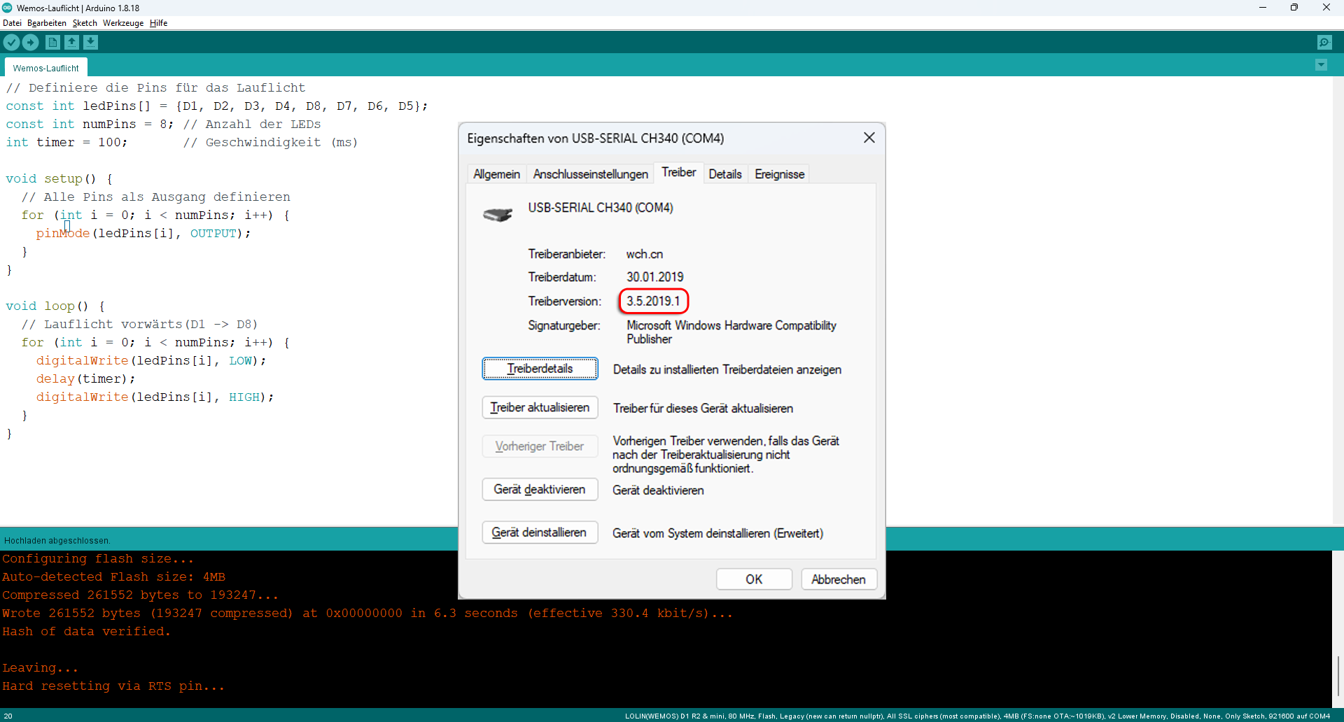 D1-Wemos Upload funktioniert