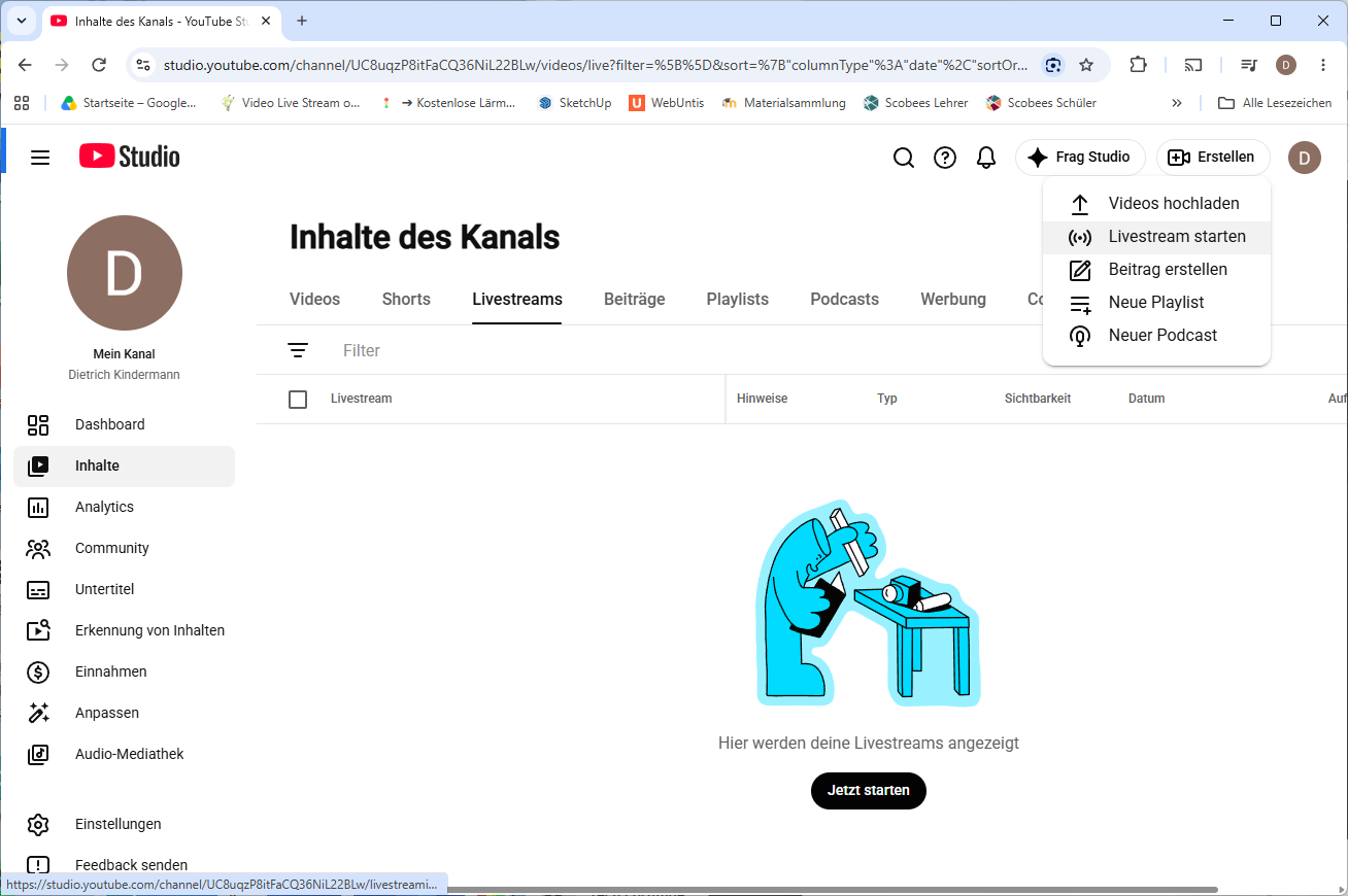 YouTube Livestream erstellen 1